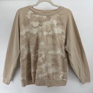 SONOMA Womens XL Raglan Sweatshirt Tan Camo Cotton Blend Streetwear Outdoorsy